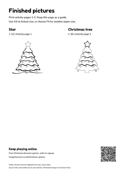 Finished Christmas outlines and printing instructions from the pack